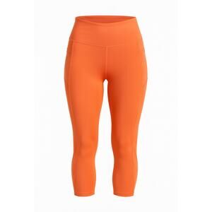 BSP Women’s Orange Cropped Leggings Medium High Waist Mesh Side Workout Pants